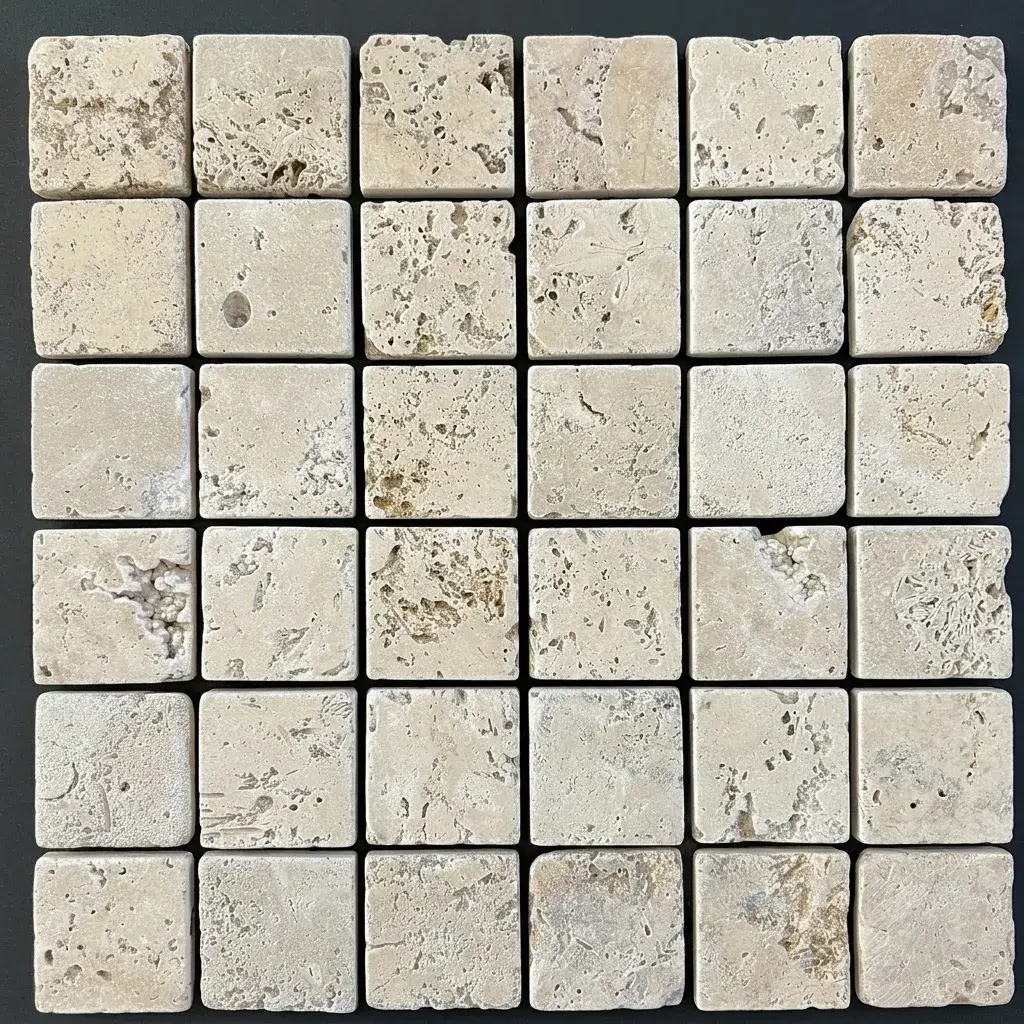 Mozaic Travertin Clasic antichizat 48&times;48&times;1 cm v2 Piatra Naturala - Toate Produsele