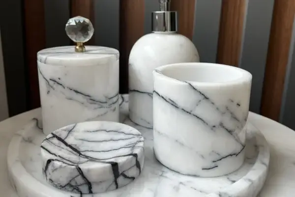 Set de accesorii pentru baie marmura Lilak