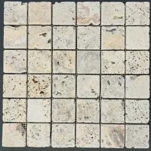 Mozaic Travertin Golden mistique antichizat 4,8×4,8×1 cm