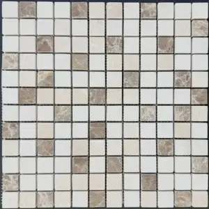 Mozaic Marmura Emperador-Bej lustruit 2,3×2,3×1 cm