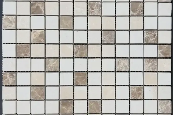 Mozaic Marmura Emperador-Bej lustruit 2,3×2,3×1 cm