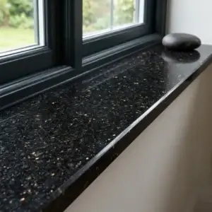 Glaf granit Galaxy Black lustruit 100 x 20 x 2 cm  - 1 lungime bizotata