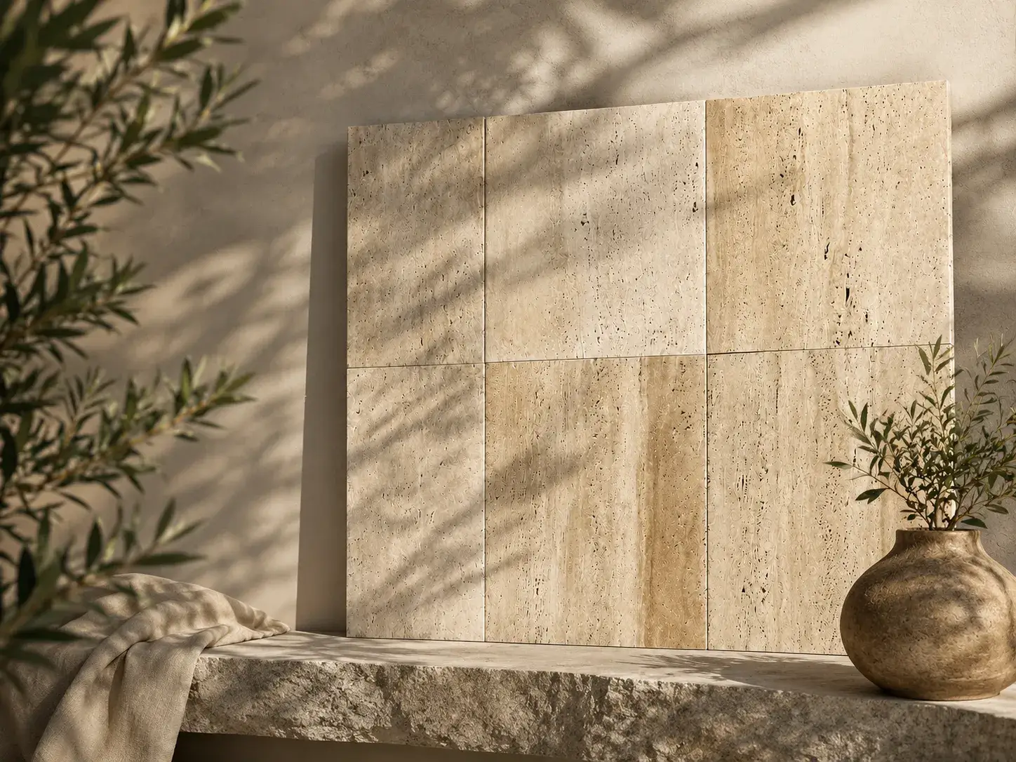 placaj travertin light vein cut lustruit nechituit 10 40x40x18 cm card Piatra Naturala